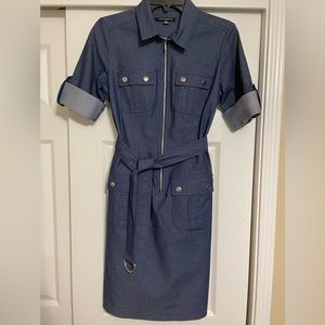 Sharagano Belted Denim Dress Size 4